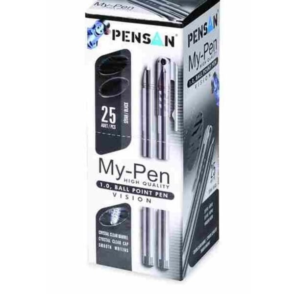 Pensan 2210 My-Pen Siyah Tukenmez Kalem 1 mm 25li