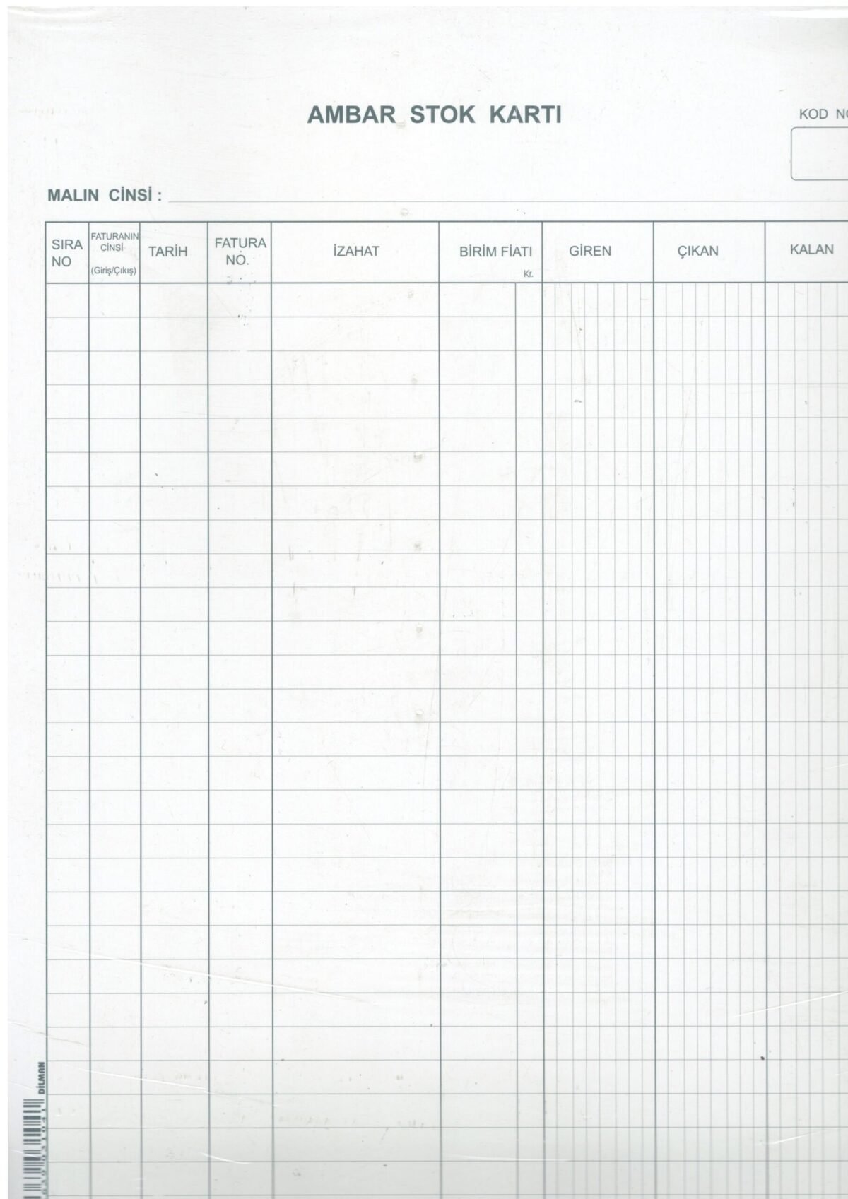 DILMAN AMBAR STOK KARTI A4 100 LU DIKEY  - Görsel 1