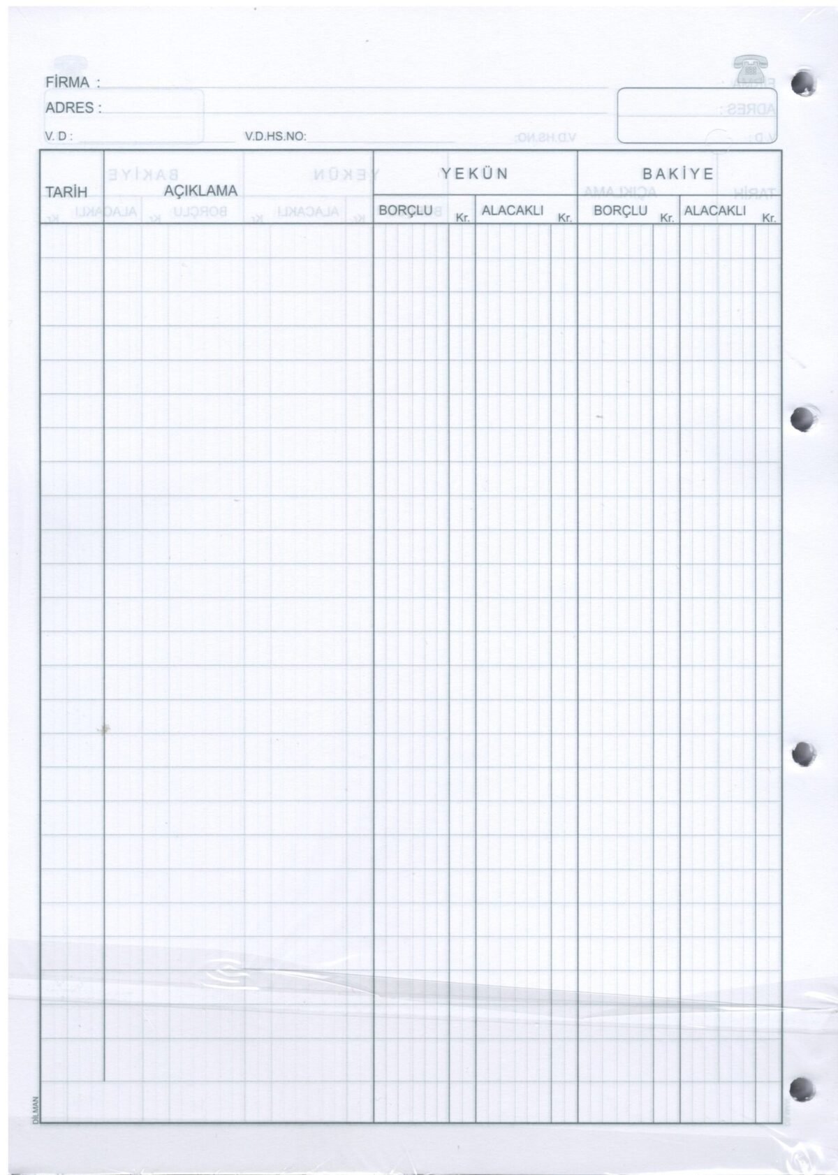 DILMAN CARI HESAP YEDEGI A4  - Görsel 1