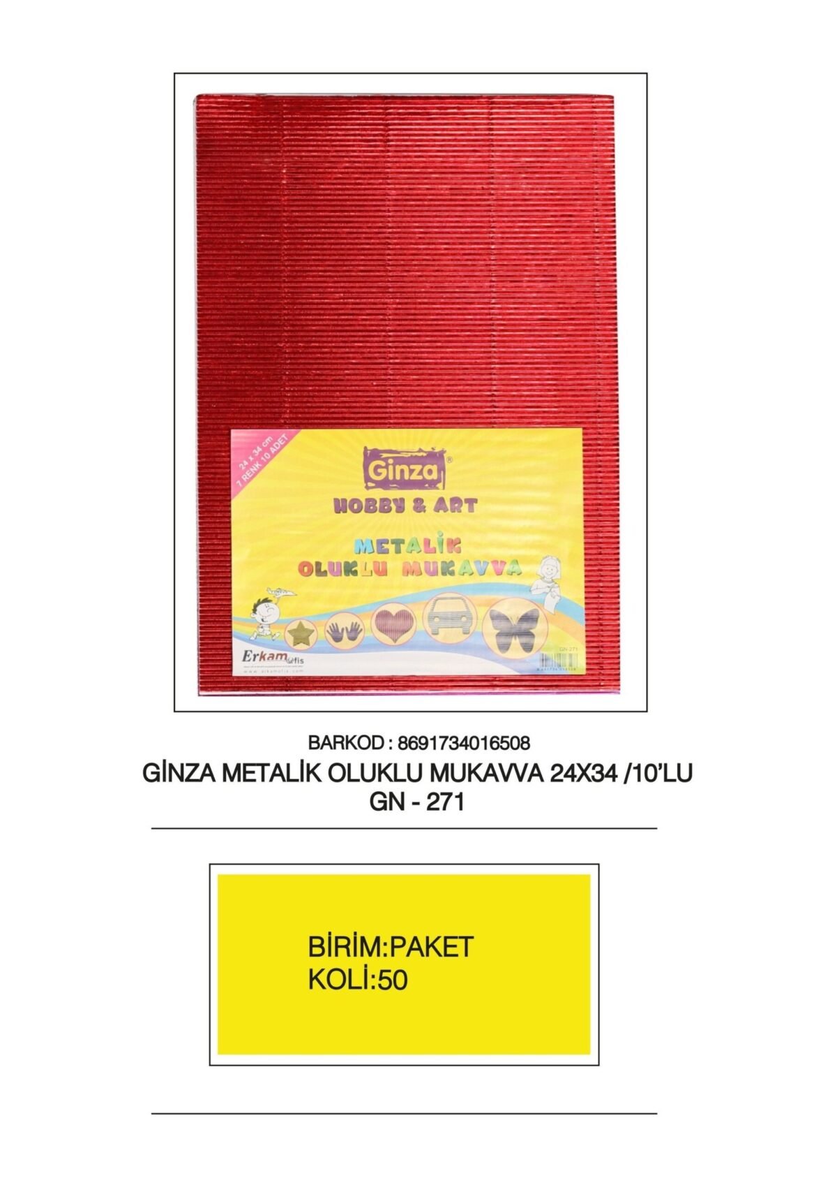 GINZA OLUKLU MUKAVVA METALIK 24X34 10LU 271 - Görsel 1