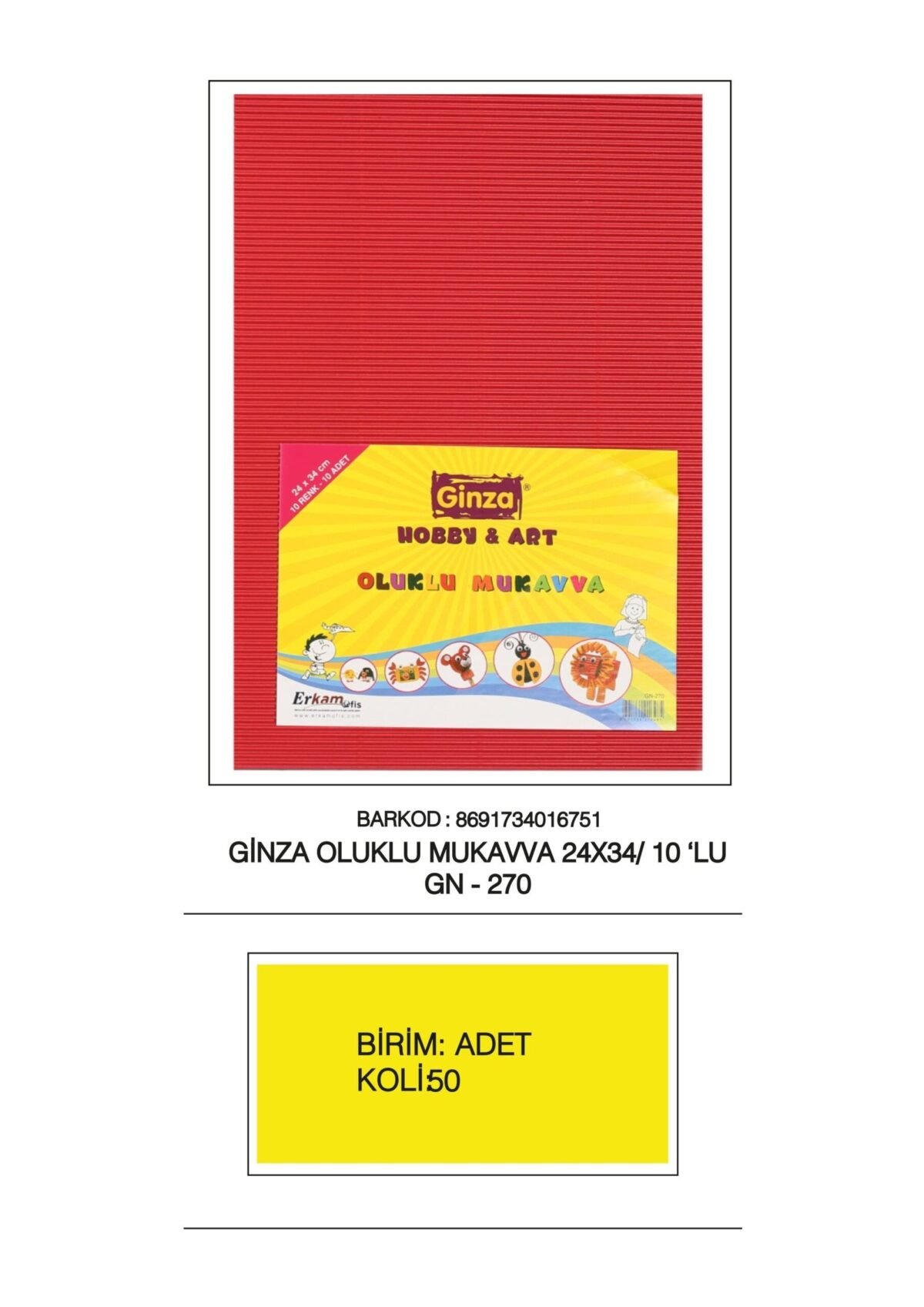 GINZA OLUKLU MUKAVVA 24X34 10 LU GN 270 - Görsel 1
