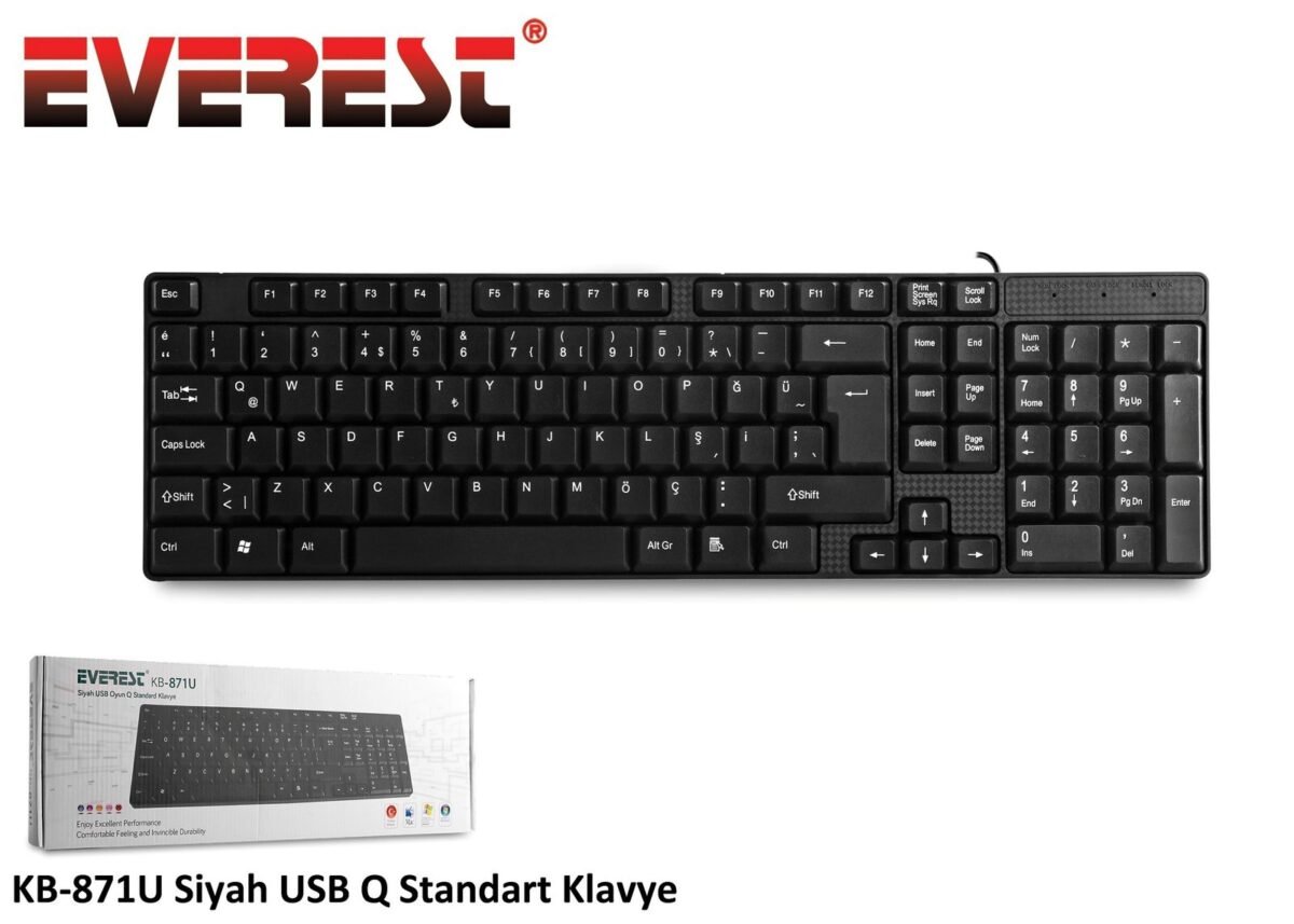 EVEREST KLAVYE KABLOLU SIYAH KB-871U Q - Görsel 1