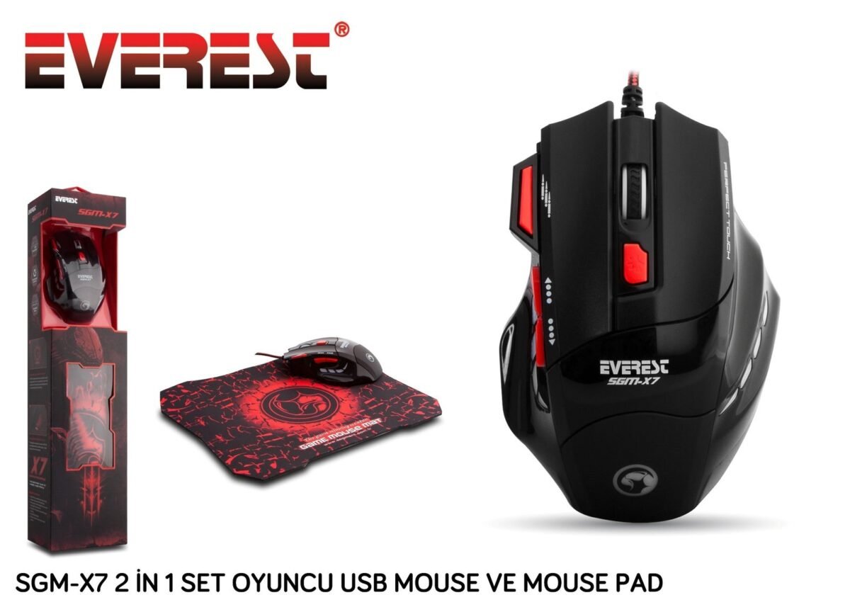 EVEREST SGM-X7 USB SIYAH KABLOLU OYUN MOUSE - Görsel 1
