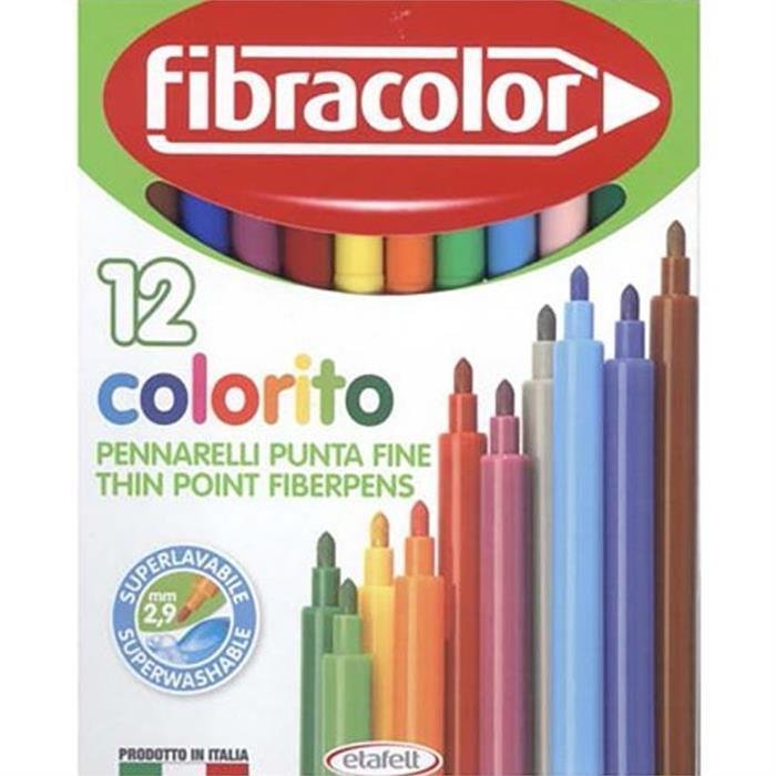42508 FIBRACOLOR COLORITO KECELI KALEM 12 RENK - Görsel 1