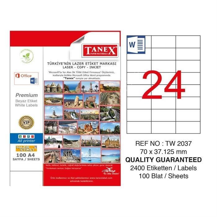 42535 TANEX BILGISAYAR ETIKETI LAZER 70x37mm - Görsel 1