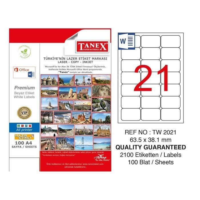 42537 TANEX BILGISAYAR ETIKETI LAZER 63.5X38.1 mm - Görsel 1