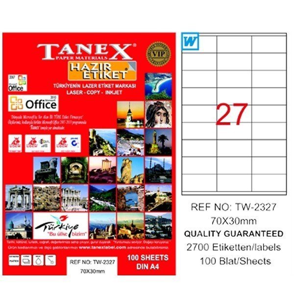 44398 TANEX BILGISAYAR ETIKETI LAZER 70X30mm - Görsel 1