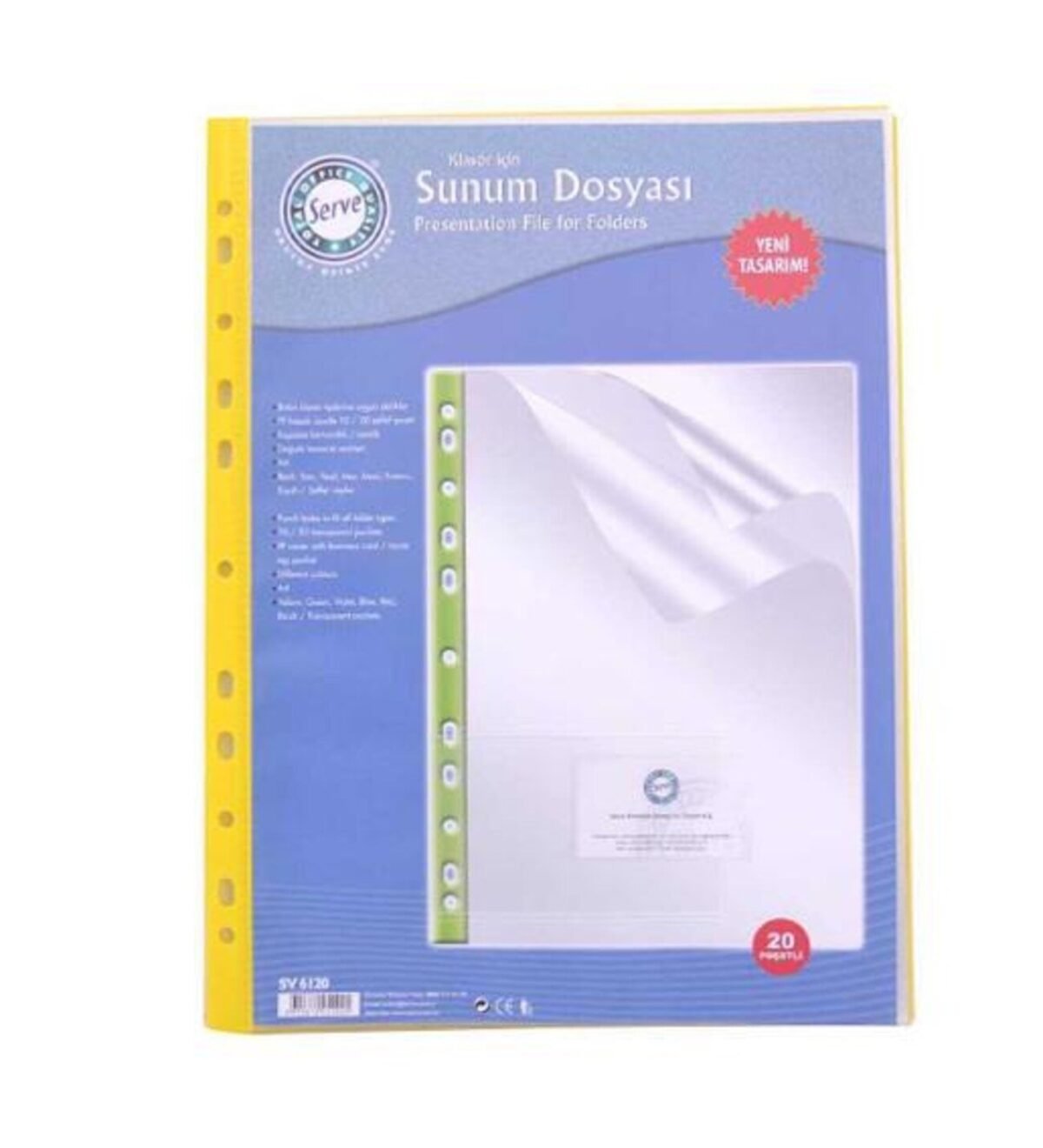 SERVE SUNUM KLASOR DOSYASI 6120 20LI SARI - Görsel 1